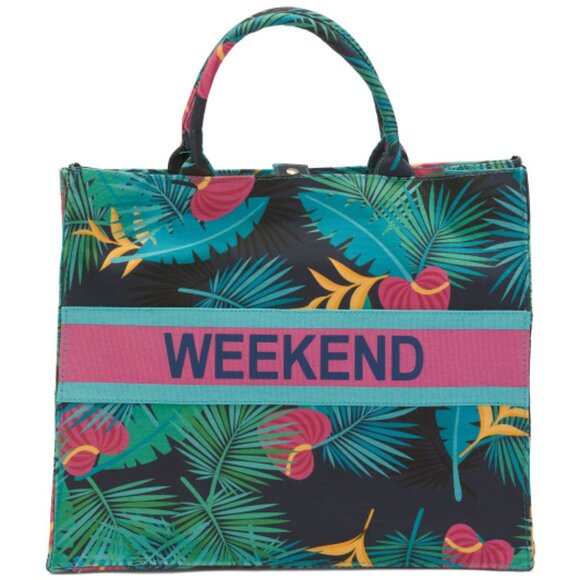 Twig & Arrow "Weekend" Large Printed Canvas Tote NWT - Picture 1 of 10